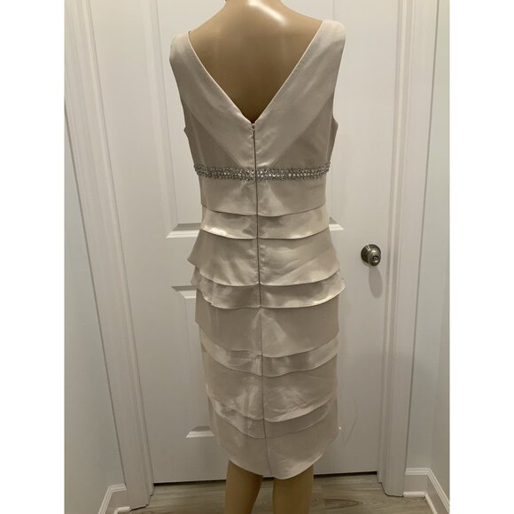 Alex Evenings Dress Size 6 Champagne Cream Crystals Evening Cocktail Wedding - Picture 3 of 5